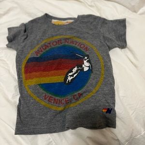 Aviator Nation Gray Tee with Rainbow Logo